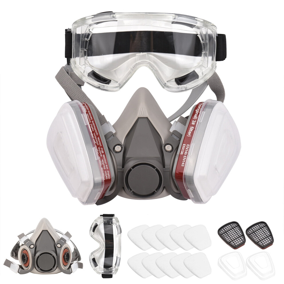 Reusable Respirator Half Facepiece 6200 With Safety Goggles, Compatible With Organic Vapor Cartridges, For Painting, Welding, Polishing, Woodworking. 9499224708716