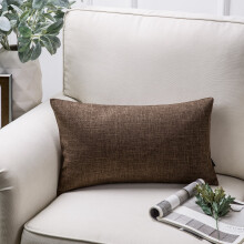 Phantoscope Textural Faux Linen Series Decorative Throw Pillow, 12" x 20", Coffee, 1 Pack