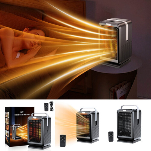 Rechargeable Space Heater with Remote Control, Compatible with Office Bedroom Use, Large Room Heating, Includes Earmuffs 1