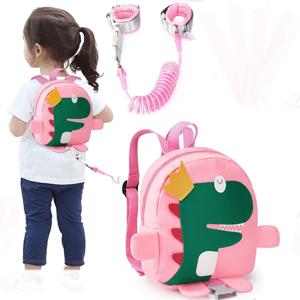 Dinosaur Toddler Harness Backpack with Leash, 4-in-1 Anti-Lost Wrist Link, Cute Kids Walking Backpack for Boys Girls