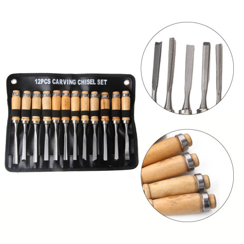 12pcs Steel Wood Carving Hand Chisel Set Woodworking Lathe Gouges Tools 1