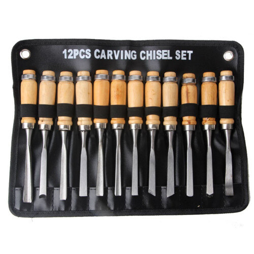 12pcs Steel Wood Carving Hand Chisel Set Woodworking Lathe Gouges Tools 2