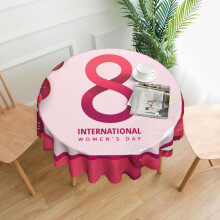 International Women's Day 2024 Round Tablecloth 60 Inch Table Cover Party Decorative for Winter Holiday Kitchen Party Indoor and Outdoor