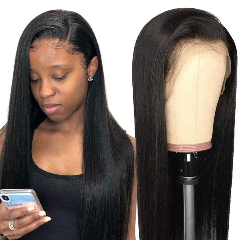 22 Inch Straight 360 Lace Frontal Human Hair Wig Glueless Pre Plucked 150% Density Remy Hair