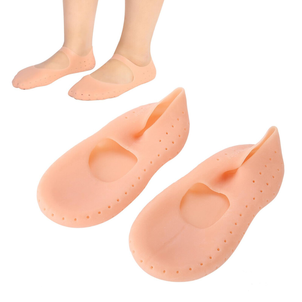 Silicone Moisturizing Socks with Gel Heel Cushion for Dry Cracked Feet and Heel Pain Relief