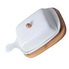 White Ceramic Butter Dish with Lid Elegant Keeper for Kitchen Dining Home and Hotel Use