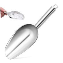 Stainless Steel Scoop with Ergonomic Grip for Ice, Pet Food, Coffee Beans and Kitchen Use
