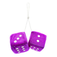 Purple Fuzzy Dice for Rear View Mirror Fluffy Gold Velvet Car Decoration Fits Most Vehicles