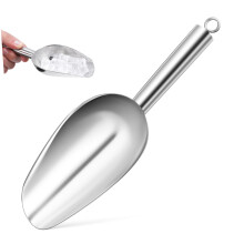 Stainless Steel Ice Scoop with Ergonomic Grip for Ice, Flour, Pet Food, Durable Easy Clean Design