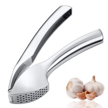 Stainless Steel Garlic Press Crusher with Ergonomic Large Handles and Even Press Hole, Silver