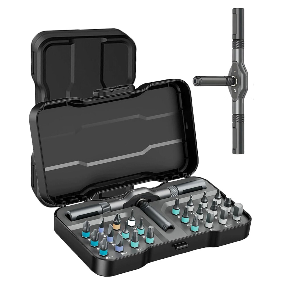 24 In 1 Magnetic Ratchet Screwdriver Set With Detachable Handle For Diy Furniture Computer 9455672554312