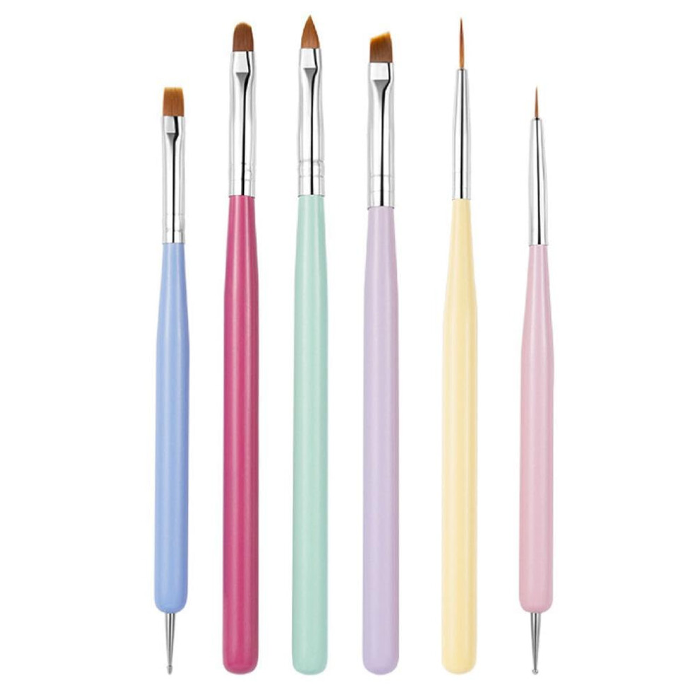 Professional Nail Art Brushes and Dotting Tools Set, Precision UV Gel Liner Pens, 6pcs