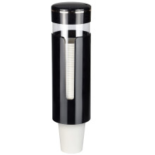 Water Cup Dispenser Wall Mounted Black with Dustproof Flip Lid and Large Capacity for Bathroom Office