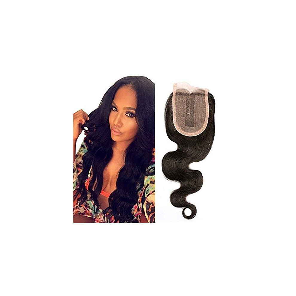Virgin Brazilian Hair Lace Closure 16 Inch Body Wave Middle Part 3.5x4 Natural Hairline