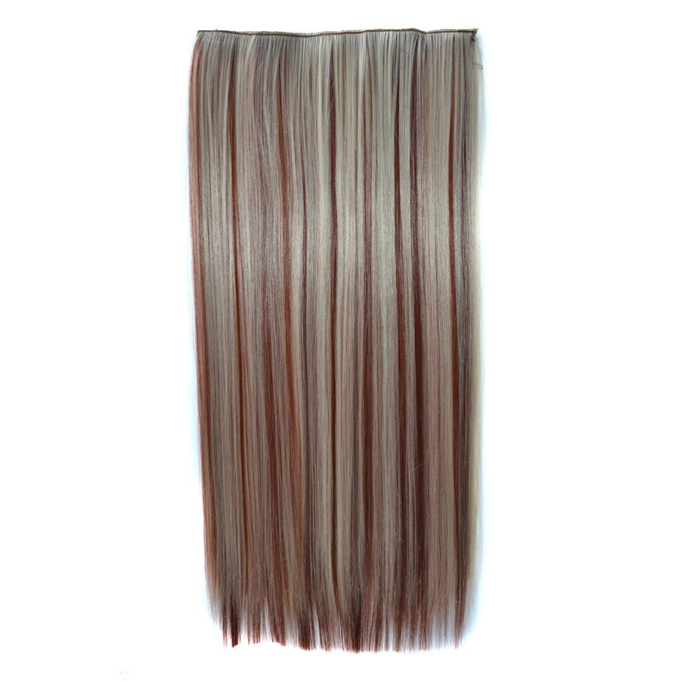 Unisex 613H35 Blonde Seamless Clip In Hair Extensions One Piece Long Straight Wig With Five Clips
