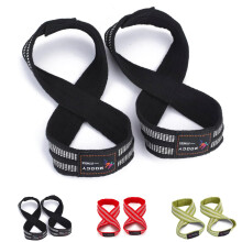Figure 8 Lifting Straps for Deadlifts with Secure Grip Support, Heavy Duty Weightlifting Wrist Wraps Black Medium