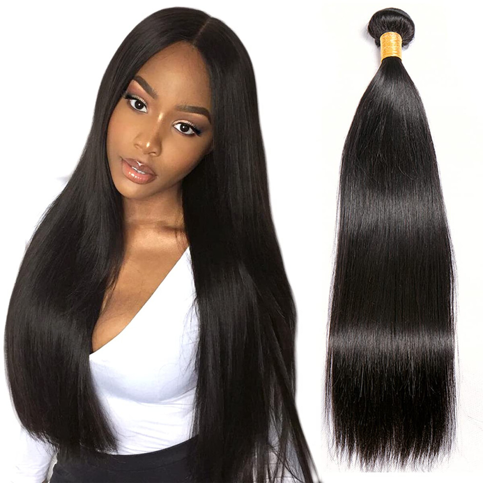 Unisex 26 Inch Peruvian Straight Hair Bundle 100G Remy Human Hair Weft Virgin Extensions Tangle