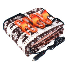 Heated Car Blanket 12V Electric Travel Throw with Fast Heating and Adjustable Temperature Control Coffee White Deer