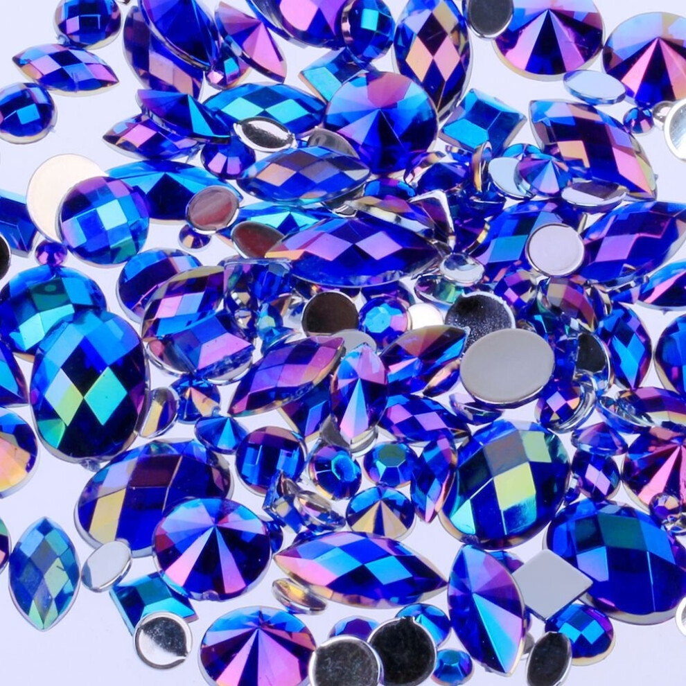 Dark/Blue 300Pcs Ab Nail Art Rhinestones Flatback Crystal Gems For 3D Nails And Crafts