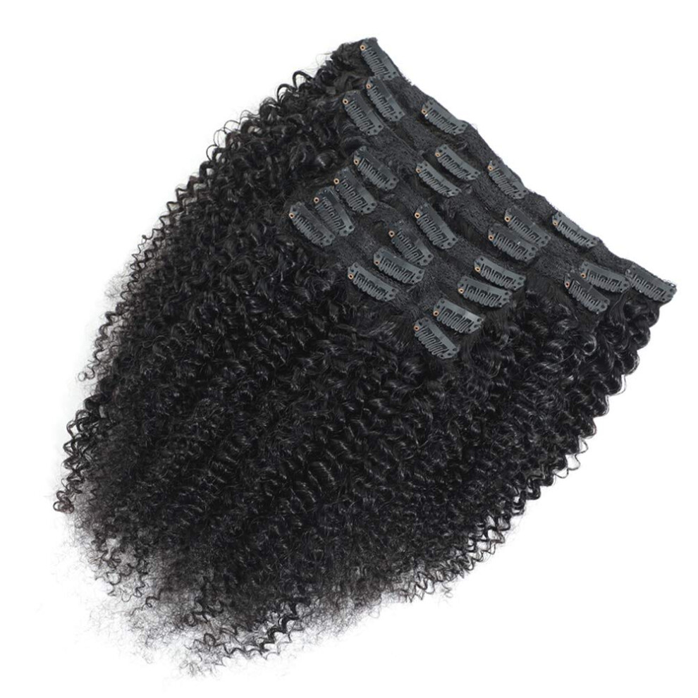 Kinky Curly Clip In Hair Extensions Brazilian Human Hair for Black Women 3C 4A 4C Natural Black