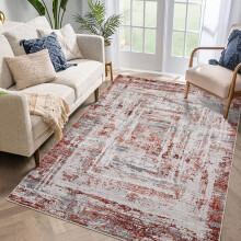 Haperlare Contemporary Distressed Area Rugs 5'x7' Red Soft Non Slip Bathroom Rugs