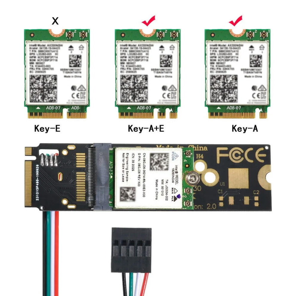 For A/E-Key Ngff Wifi Card To M.2 Ngff Key-M Nvme Ssd For Adapter For Ax200 Wifi 6 5.1 9149926298199