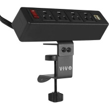 Clamp-on Power Strip, All-in-One Power Hub Desk Mount with 2 USB Ports, 4 AC Outlets, Tabletop Plugs with 6ft