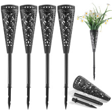 Carved Cemetery Vase 4 Set, Grave Vase with Long Spike, Memorial Vase with Stake, compatible with Mausoleum Crypt Vase with Drain Hole