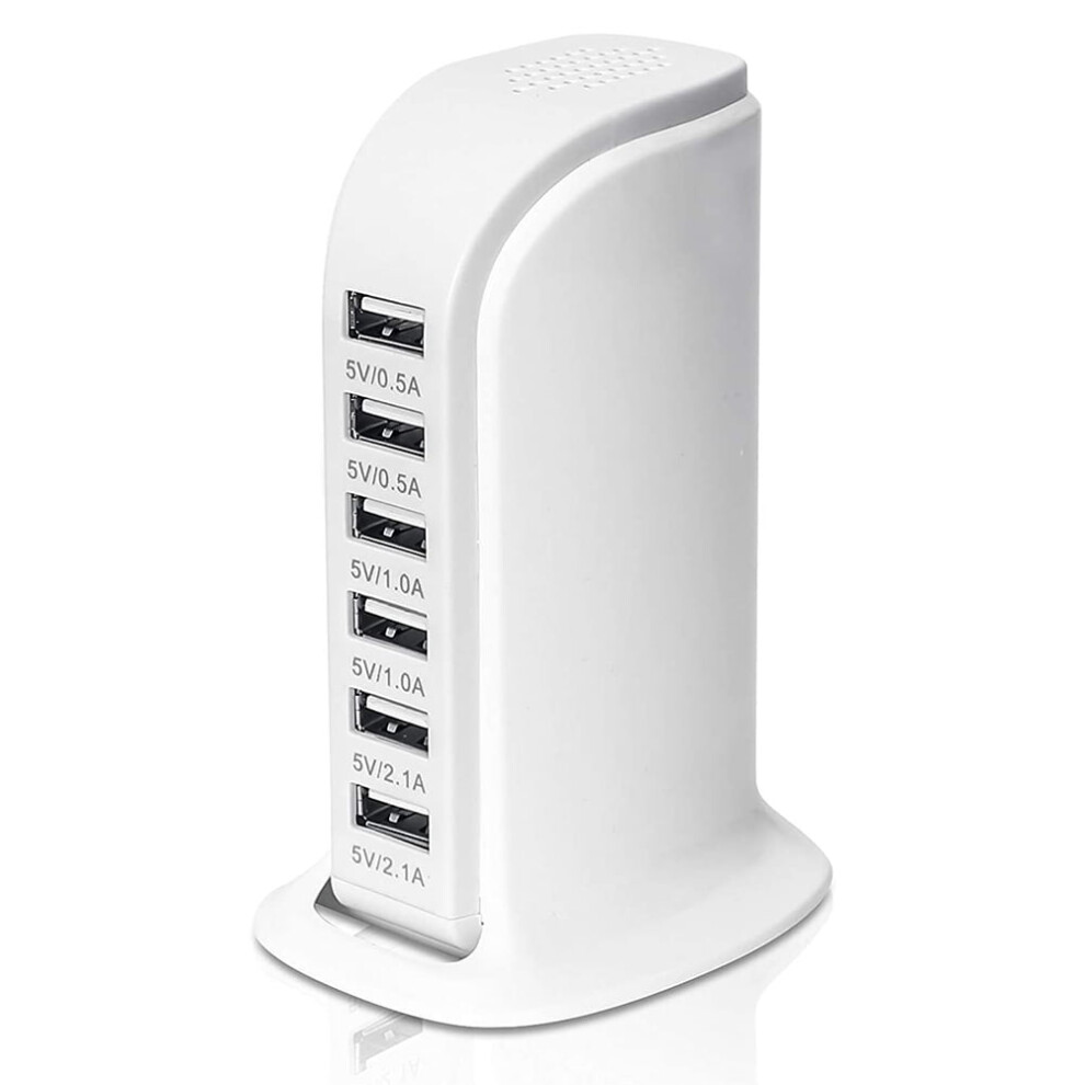 Desktop Usb Charging Station, 6 Ports Charger With Smart Id, Compatible With Iphone, Android & Usb Devices 9058772564566