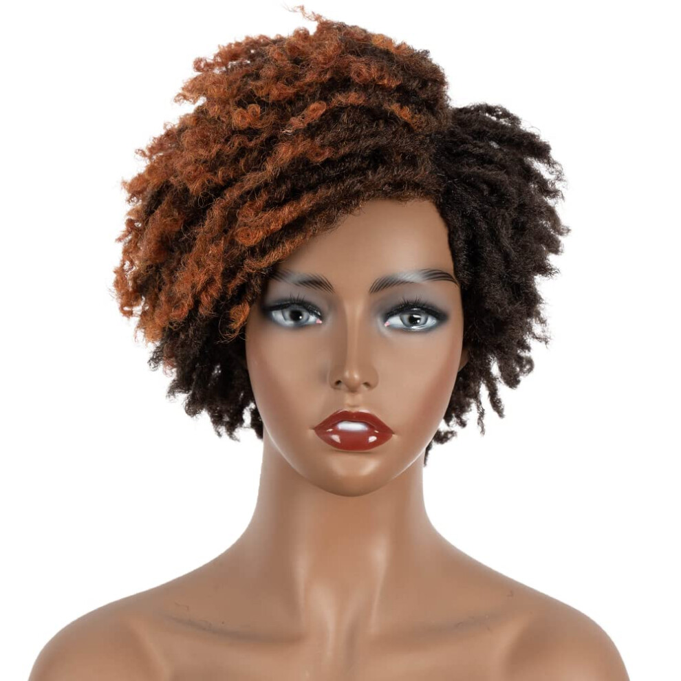Unisex Black Short Dreadlock Wig Synthetic Faux Locs Ombre Afro Twist For Women Natural Full Appearance