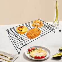Foqnuq Stainless Steel Foldable Cooling & Grilling Rack for Baking, Cooking, Drying - Oven Safe with Double-Sided Airflow
