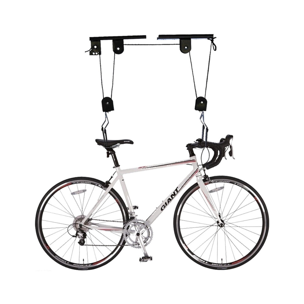 60Kg/132Lbs Bicycle Bike Lift Hoist Ceiling Storage Hanger Pulley Rack Garage + Hooks 9058772567277