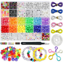 1300pcs DIY Children's Beads Jewelry Bracelet Kit, with Pony Beads Letter Beads and Elastic Thread, Colorful Charms, Used for A 1300pcs