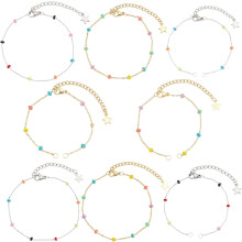 8pcs 2 Colors Stainless Steel Satellite Chain Bracelets with Enamel Adjustable Metal Link Bracelet Set for DIY Jewelry Making 16.3-18.3cm