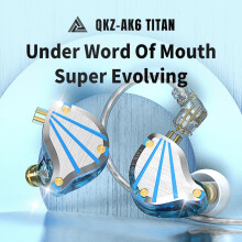SUSUchens QKZ-TITAN Wired Earphone, High Fidelity Surround Sound, Ergonomic 3.5mm In-ear HD-compatible, for Calling, Blue (Without Mic)