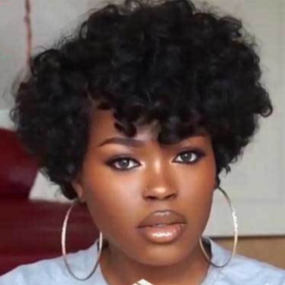 Unisex Black Kiplyki Wholesale Women's Curly Wave Hair Wigs Wavy Short Wig None Lace Wig