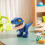 5 In 1 Dinosaur Stationery Set compatible with Velociraptor: Ruler, Pencil, Sharpener, Stapler, Eraser - Multi-Function Student Kit 5