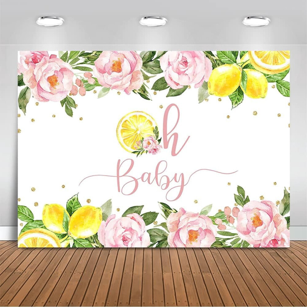 Lemon Baby Shower Backdrop Main Squeeze Oh Baby Background Flower Lemonade Baby Shower Party Decorations Pink 9065759430325