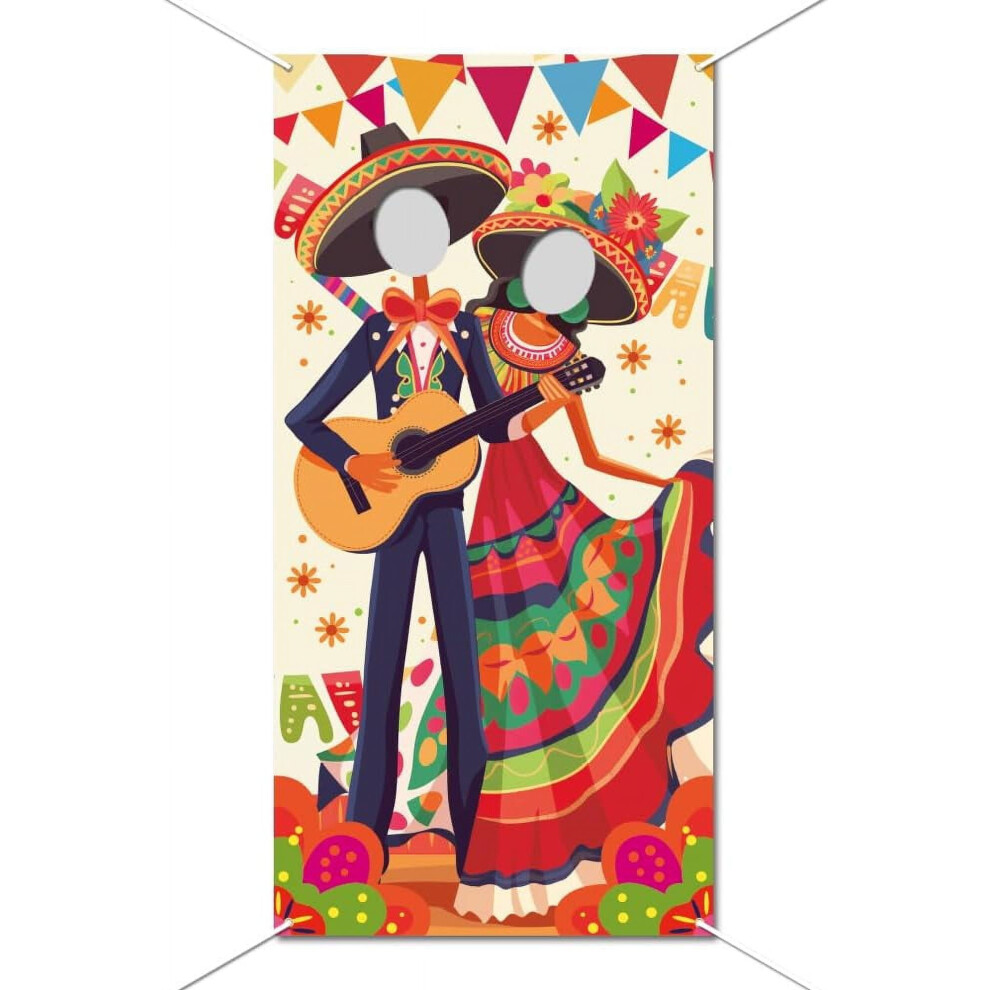 Fiesta Couple Photo Door Banner 70.9X35.4 Inch, Large Dance Party Backdrop With Ropes For Birthday, Get Together, Party Supplies 9065759430349