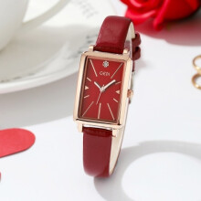Leather Bracelet Small Square Watch Women's Small Fashion Watch Red