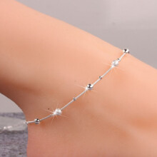 SANAG Woman Silver Plated Heart Butterfly Anklets Chain Ankle Bracelet Foot Jewelry Beachwear