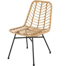 2er-Set Gartenstühle KOMODO - Naturfaser-Rattan-Imitation - Stahlrahmen - B 48 x T 47 x H 88 cm