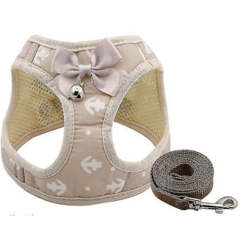 Small dog leash, cat harness for pets beige M