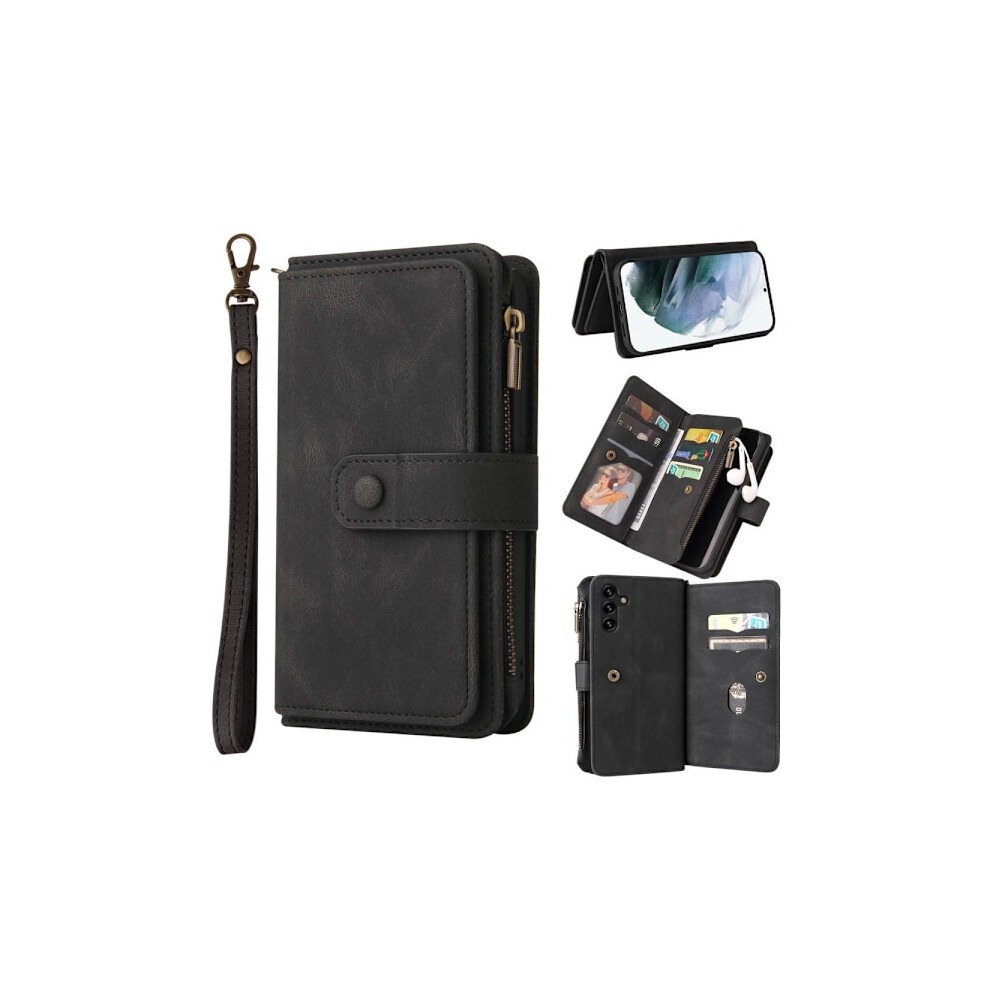 Skalo Compatible With Samsung A13 5G Big Wallet 17-Compartment Wallet Case - Black 9065759431551