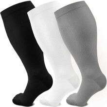 3 Pairs Plus Size Compression Socks for Women Men Wide Calf 20-30 mmHg Extra Large for Circulation Support Recovery,5XL