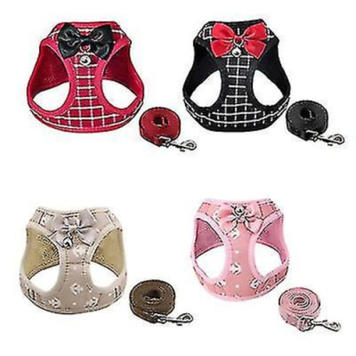 Small dog leash, cat harness for pets beige M 1
