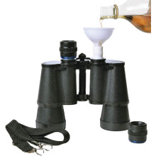 Binocular Flask with Funnel, Nylon Strap - 16 oz Secret Flask, Compatible with Liquor for Women & Men, Easy Clean Plastic Double Barrel 8 oz Each