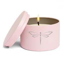 Scented Candle Gift 8oz with Lid Dragonfly (Vanilla - Pink)