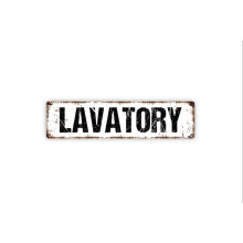 (Aluminum metal) Lavatory Sign Bathroom Restroom Rustic Metal Street Sign or Door Name Plate Plaque Size: 4 x 16 Inch