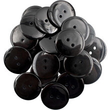 50pcs 2 hole black buttons, 1 inch/25mm clear round sewing flat back buttons for scrapbooking handmade decorations
